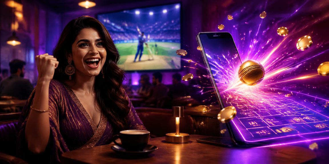 Neon-themed cricket betting entertainment in India